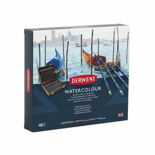 Derwent Watercolour 48 Pencil Wooden Box Set 6 Derwent Watercolour 48 Pencil Wooden Box Set - Image 4
