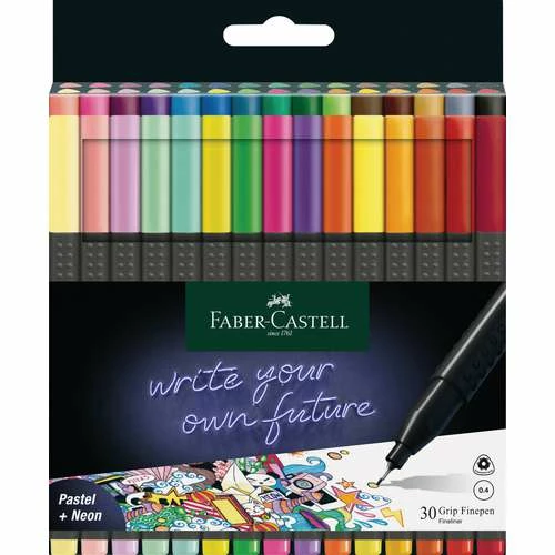 FABER-CASTELL | Grip Finepen 0.4 Mm 30 Pen Set — Pastel & Neon 3 FABER-CASTELL | Grip Finepen 0.4 Mm 30 Pen Set — Pastel & Neon