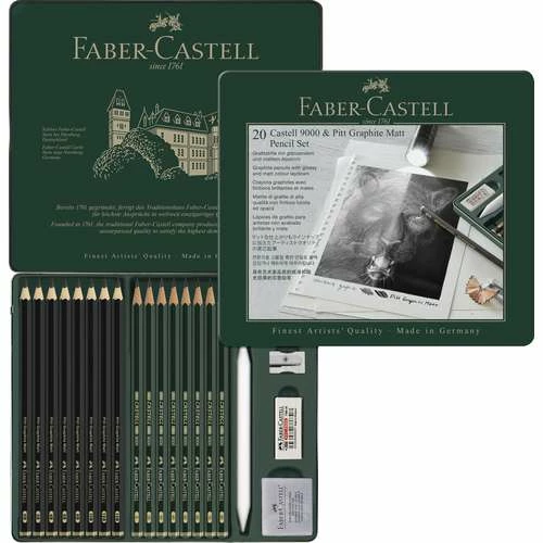 Faber-Castell Castell 9000 & Pitt Graphite Matt Pencil Set 3 Faber-Castell Castell 9000 & Pitt Graphite Matt Pencil Set