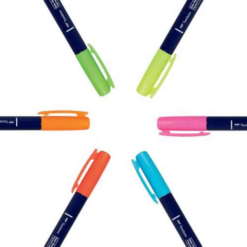 Tombow® Tombow Fudenosuke Colour Brush Pen Neon Set 5 Tombow® Tombow Fudenosuke Colour Brush Pen Neon Set - Image 3